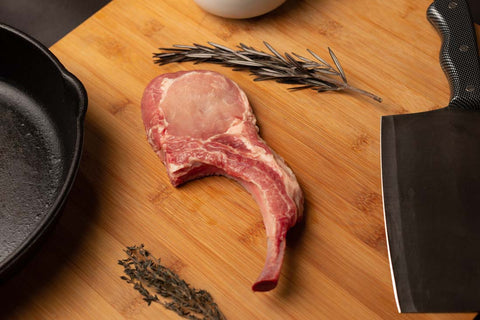 Rowe Beef™ Pork Rack Chops Frenched - (4 x 10oz)
