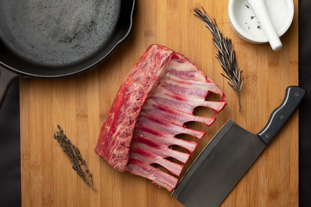 Rowe Beef™ Lamb Racks French Style Cap-Off - (4 x 28oz) – Rowe Beef Co