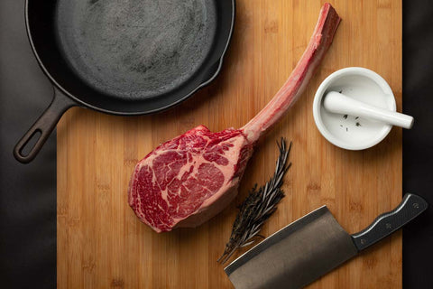Est. 8 Iowa Premium™ Black Angus Tomahawk Bone In Ribs Steaks - ( 2 x 54oz)