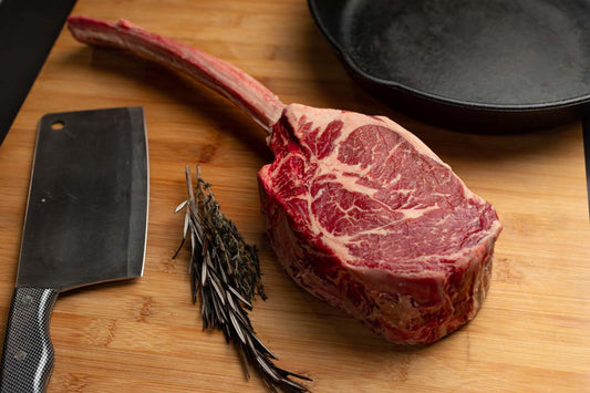 Est. 8 Iowa Premium™ Black Angus Tomahawk Bone In Ribs Steaks (Halal) - 54oz