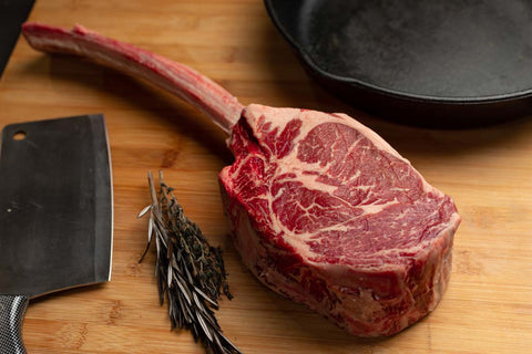 Est. 8 Iowa Premium™ Black Angus Tomahawk Bone In Ribs Steaks - ( 2 x 54oz)